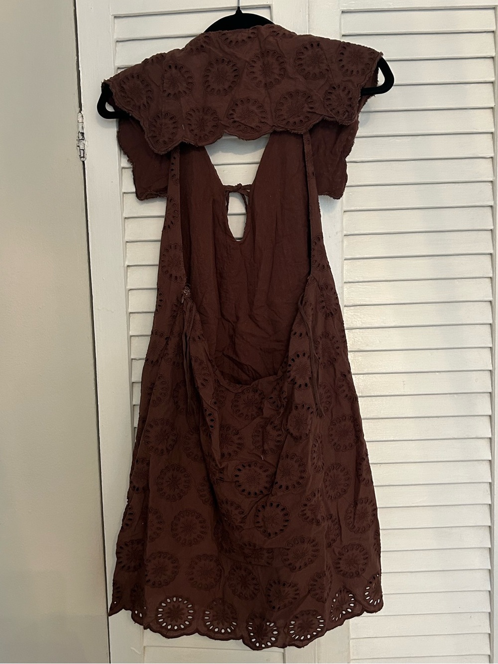 Free People - Brown Eyelet Mini Dress with statement halter - Picture 4 of 4